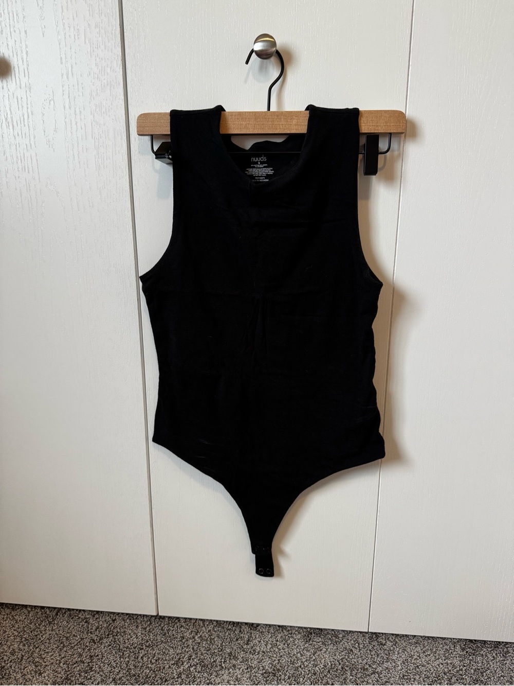 Nuuds Black Ribbed Tank Bodysuit small